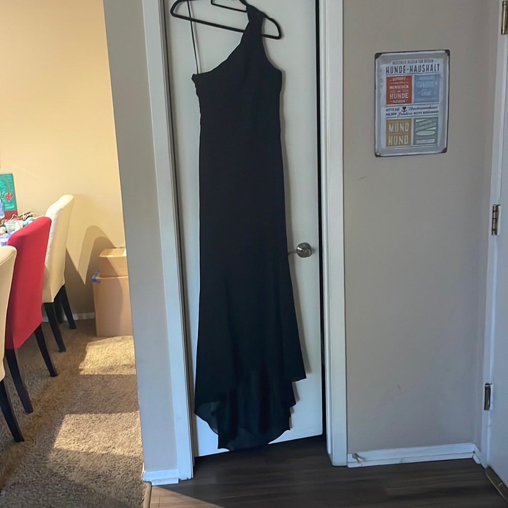 Black One Shoulder Strap Ball Gown